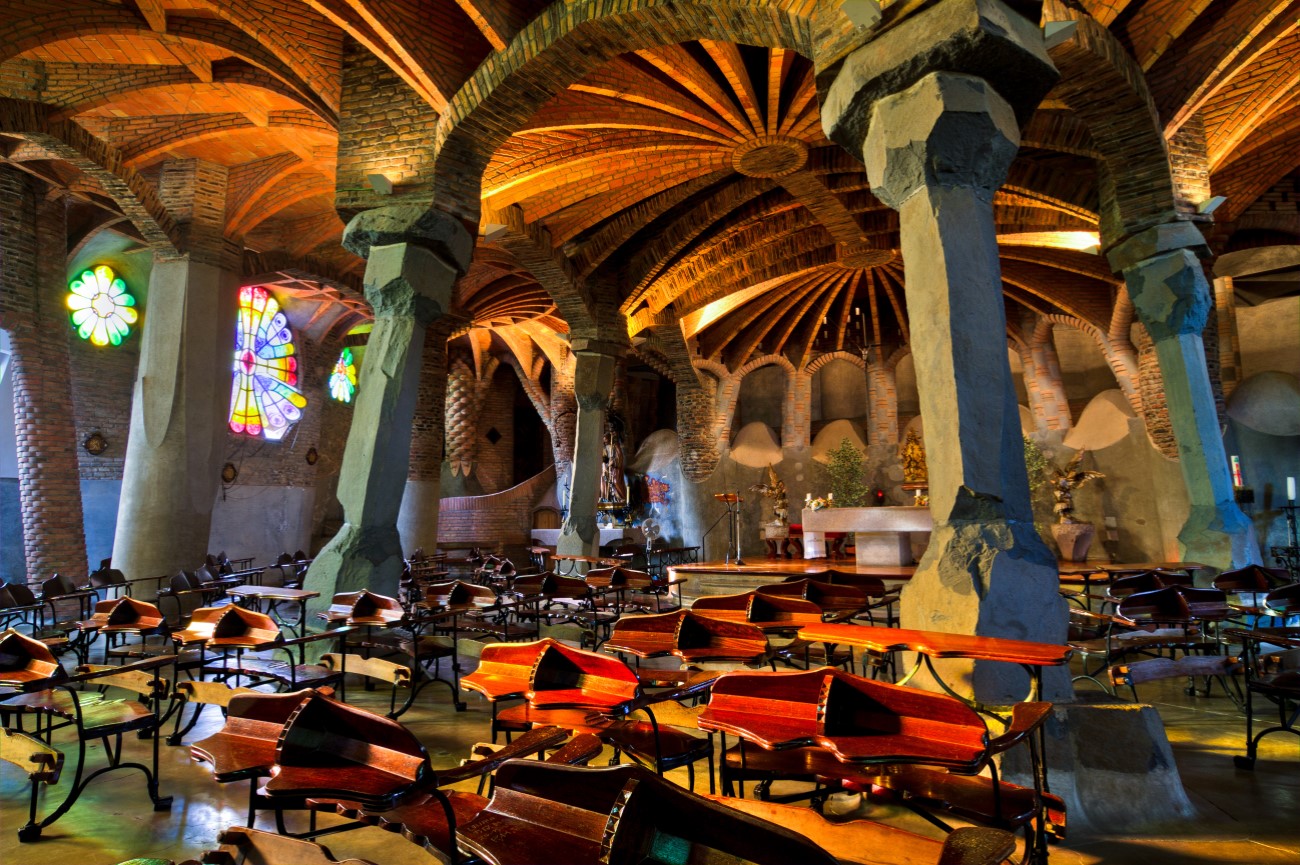 La Colònia Güell church designed by Gaudi, Spain